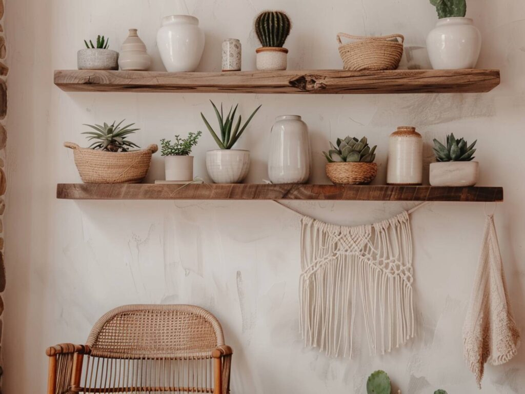 Jakie półki najlepiej pasują do małych przestrzeni w stylu boho