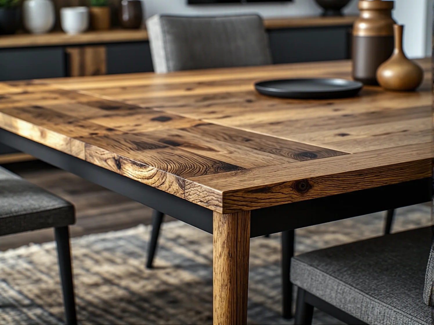 Minimalistyczne szafki kuchenne i drewniany blat idealne do skandynawskiego wnętrza.