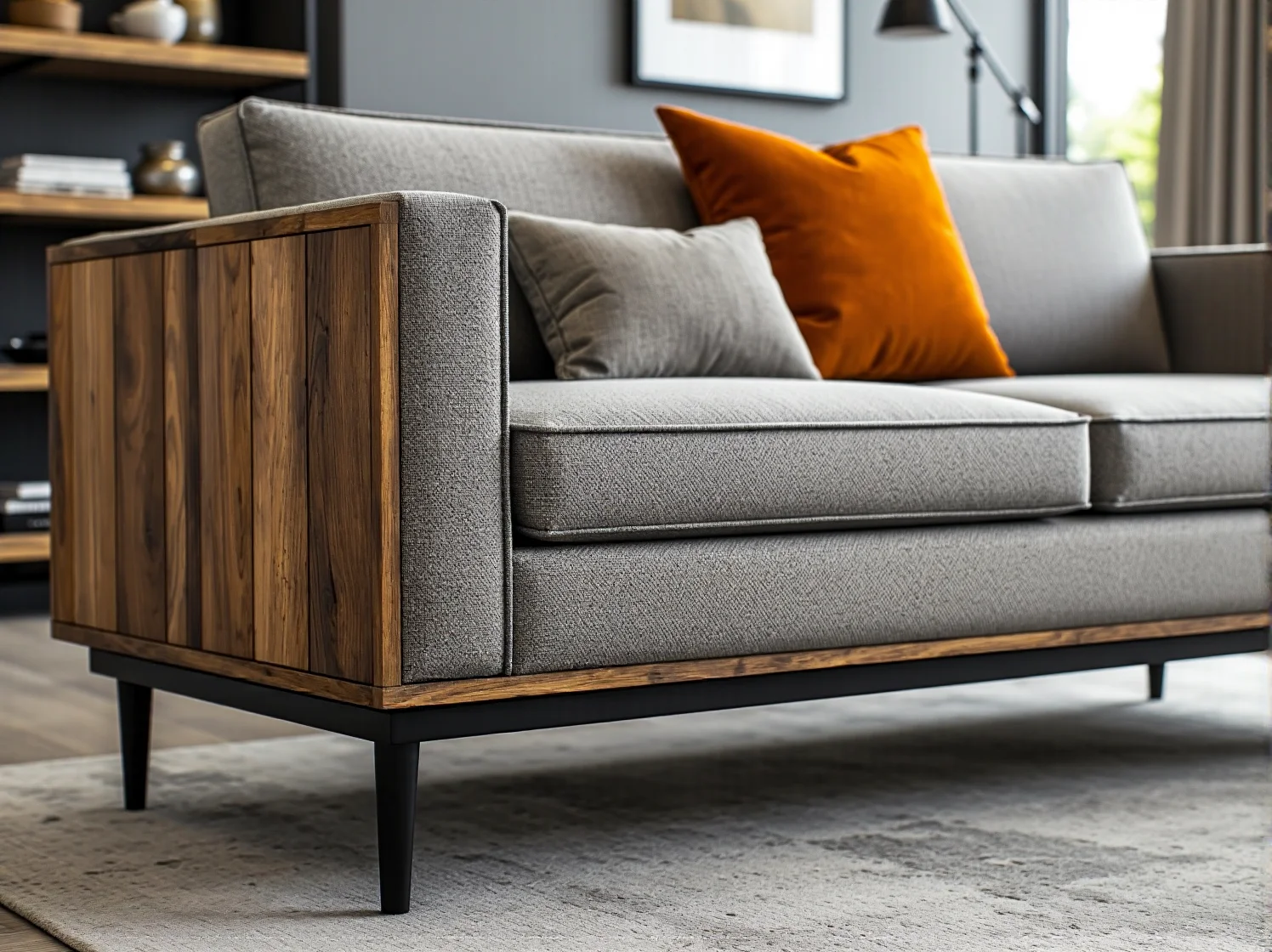 Kolorowa zastawa stołowa i akcenty dekoracyjne na masywnym rustykalnym stole w jadalni.