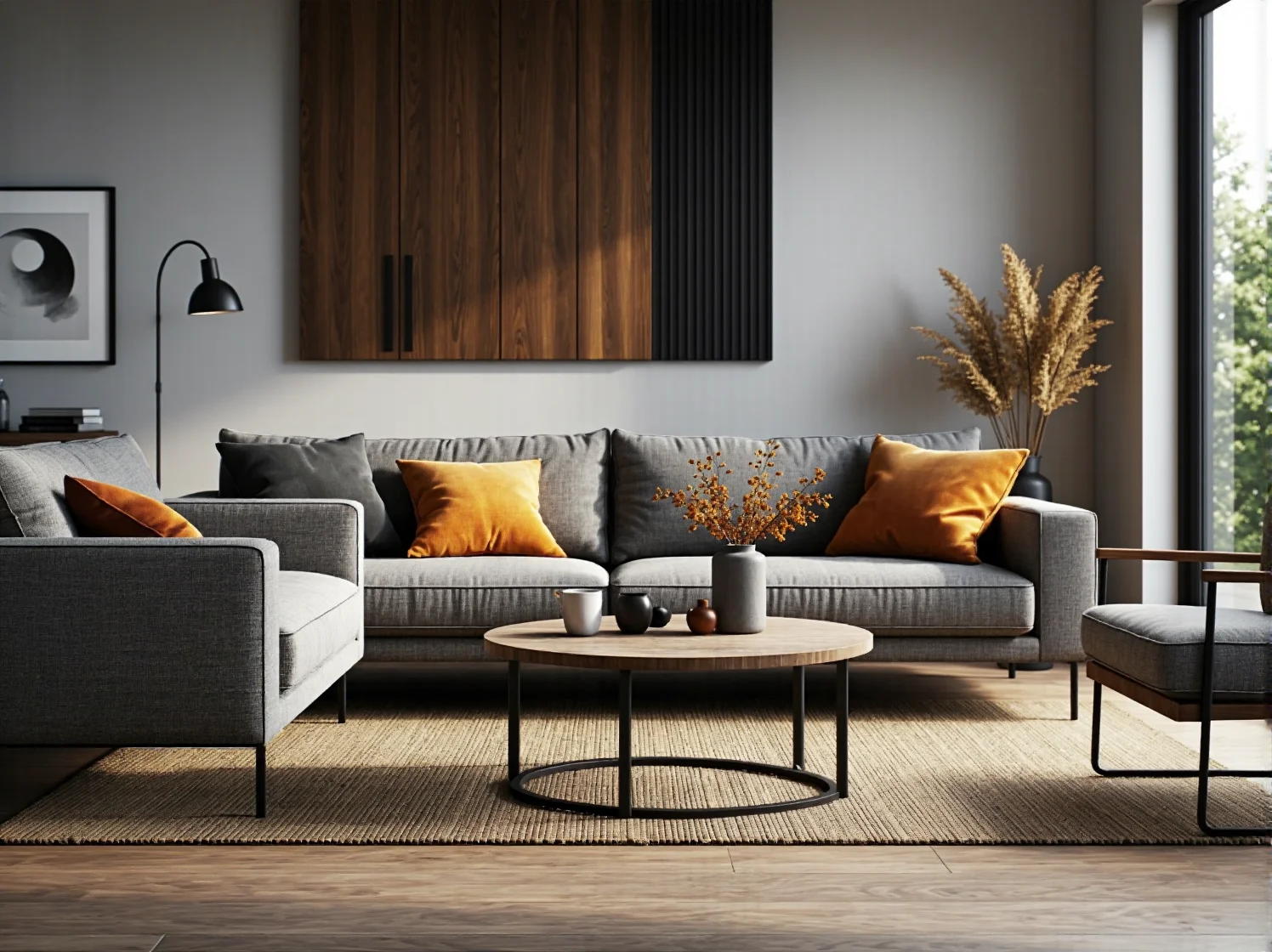 Drewniane meble jadalniane w stylu rustykalnym przełamane nowoczesnymi, żywymi kolorami.