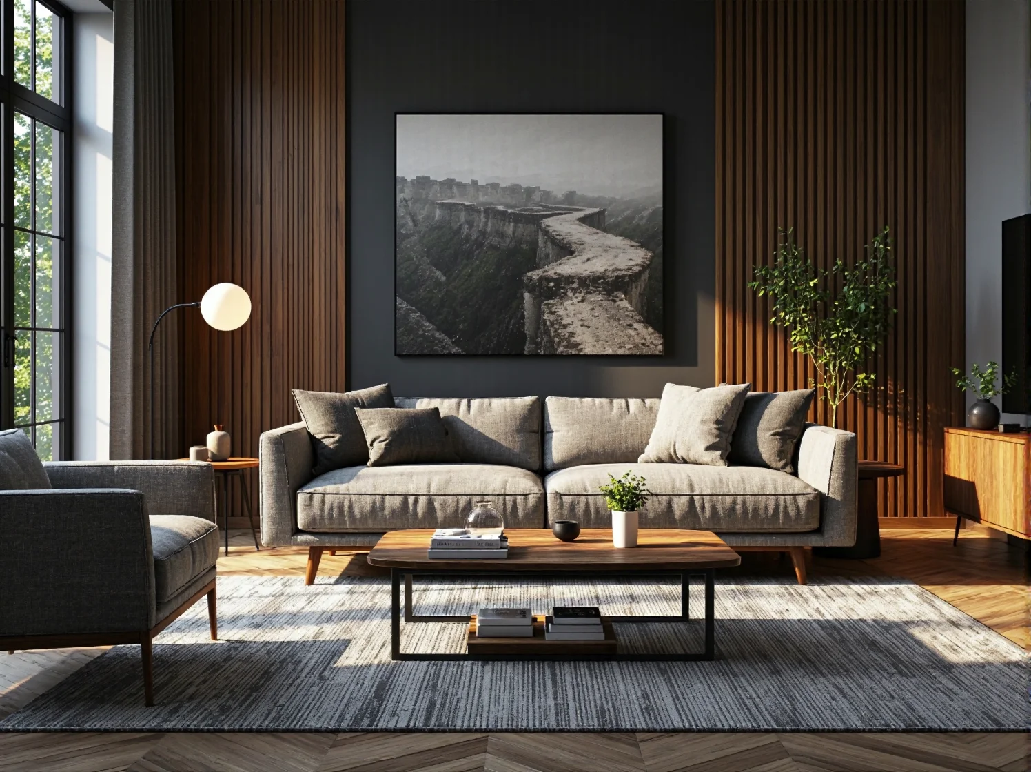 Tapicerowana sofa trzyosobowa szara z miękkimi poduszkami