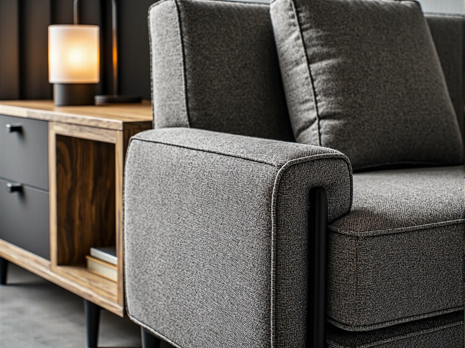 Czarny kinkiet zewnętrzny podkreślający strukturę klinkieru na ścianie