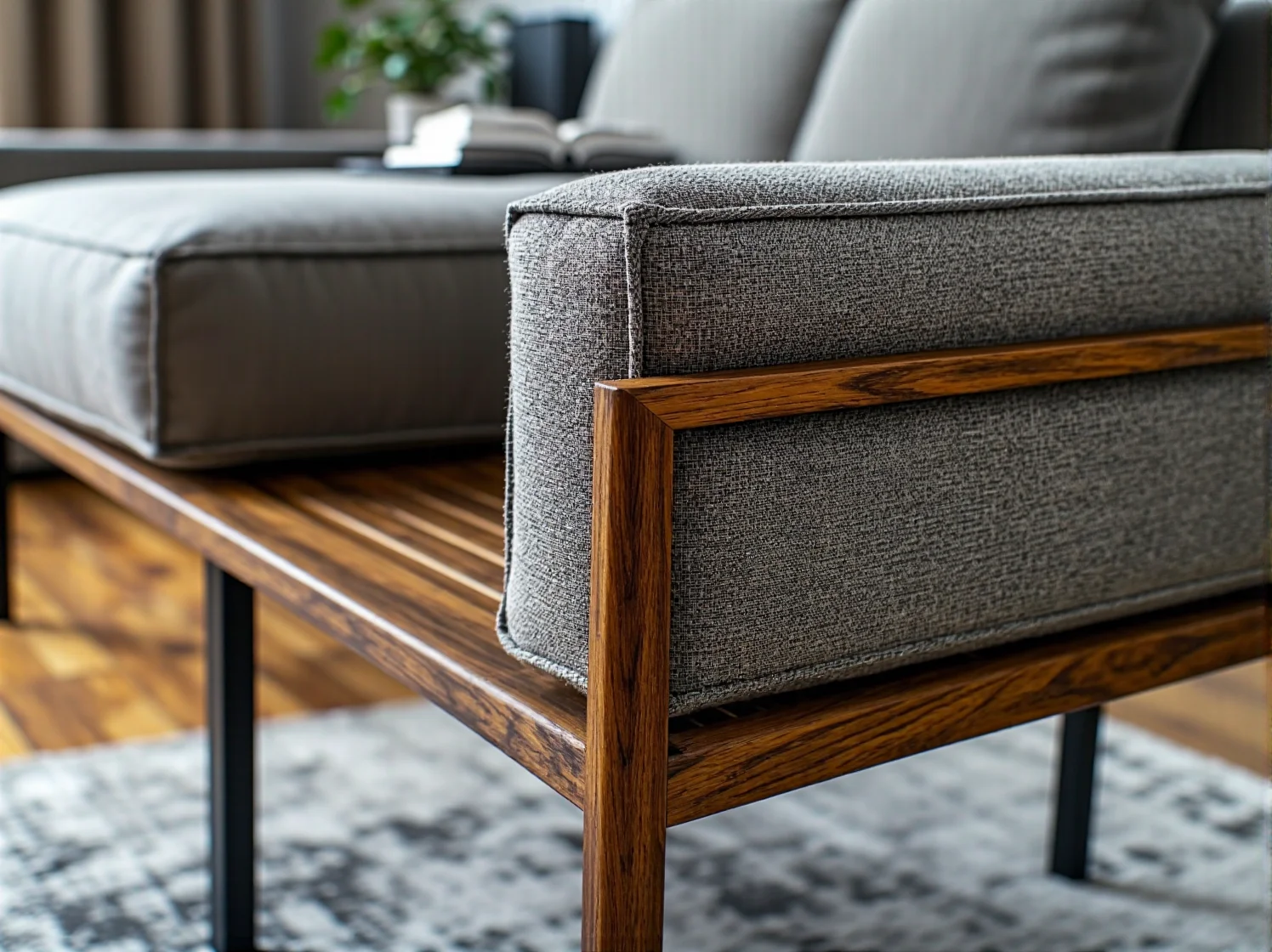 Regał z odzyskanego drewna z dekoracjami w salonie z duszą