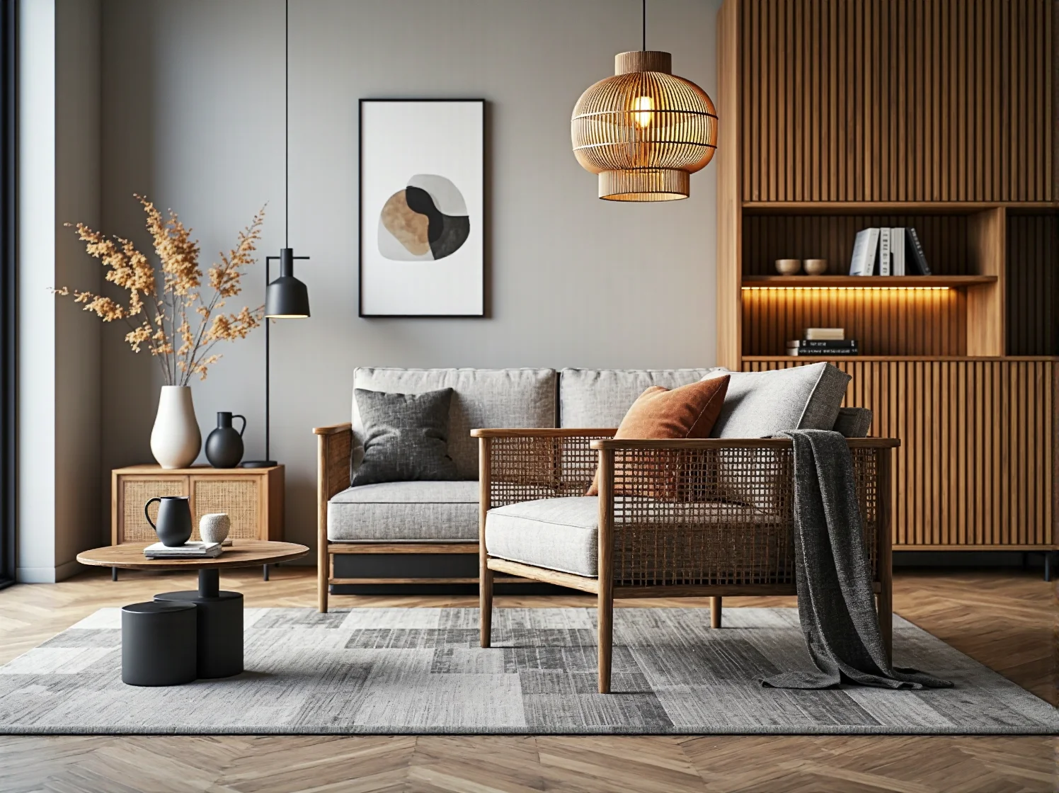 Kreatywne rozwiązania do przechowywania w pokoju dziecka: wiszące organizery i skrzynie na kółkach.