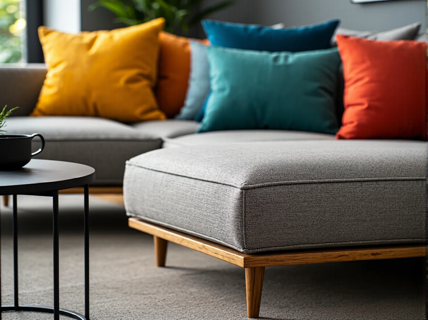 Szmaragdowa welurowa sofa ze złotymi nogami w aranżacji glamour