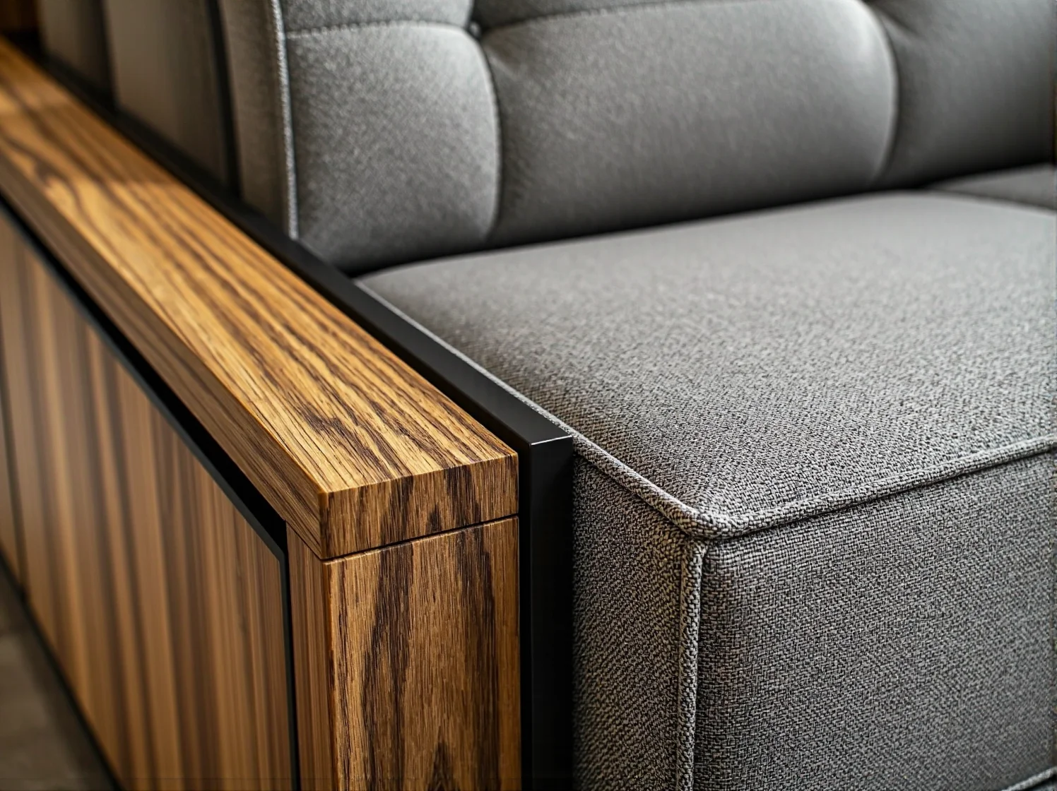 Stylowe wnętrze salonu z sofą, dylemat wyboru idealnego materiału obiciowego: welur czy skóra eko.